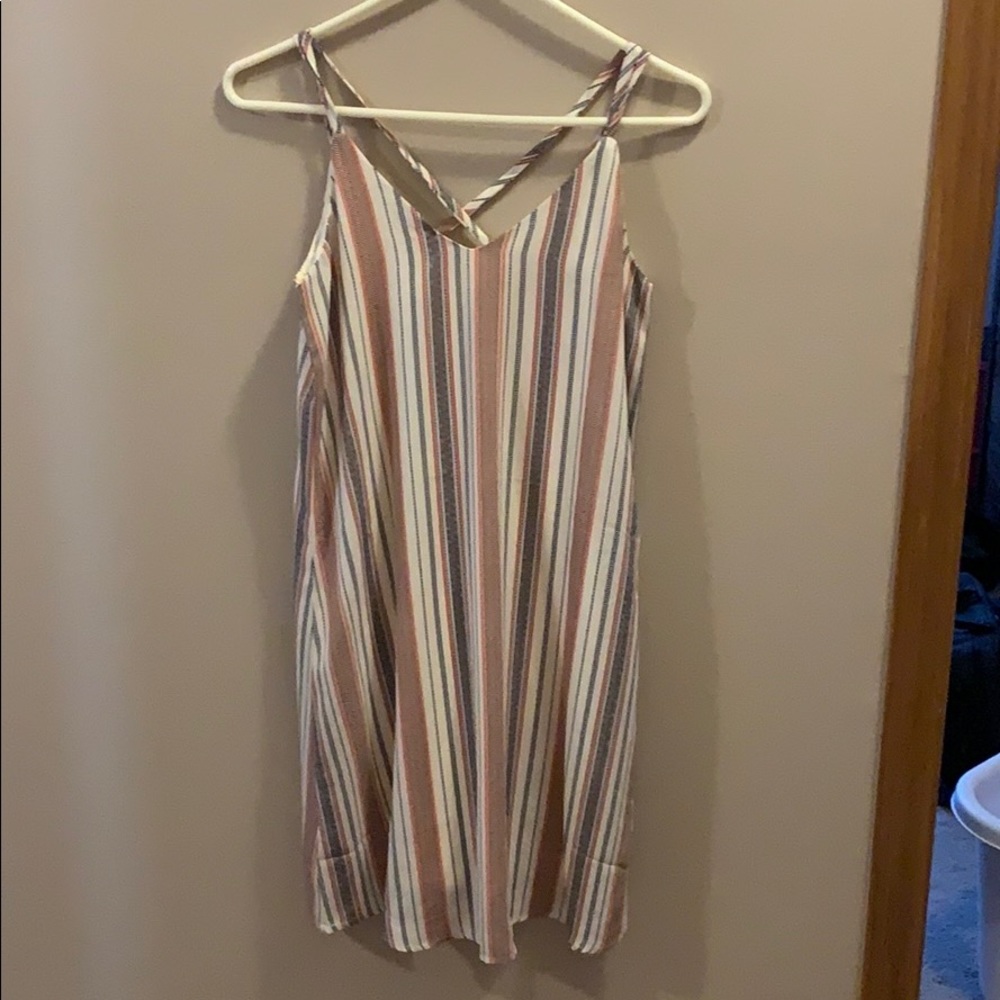 red white and navy stripped dress